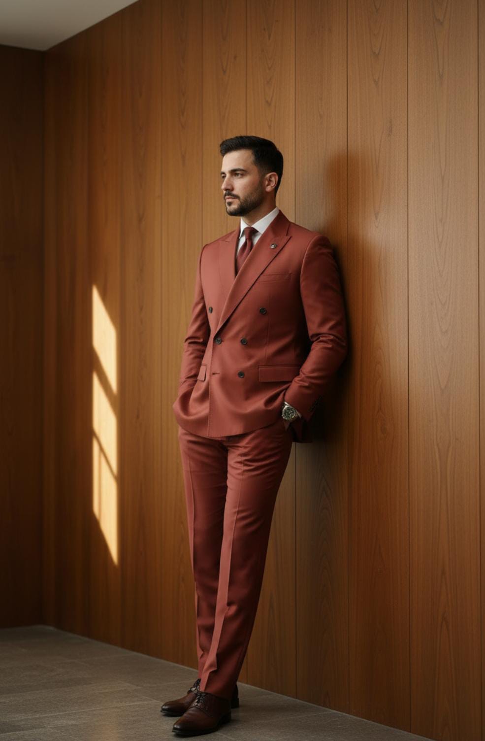 RUST TONE DOUBLE-BREASTED SUIT