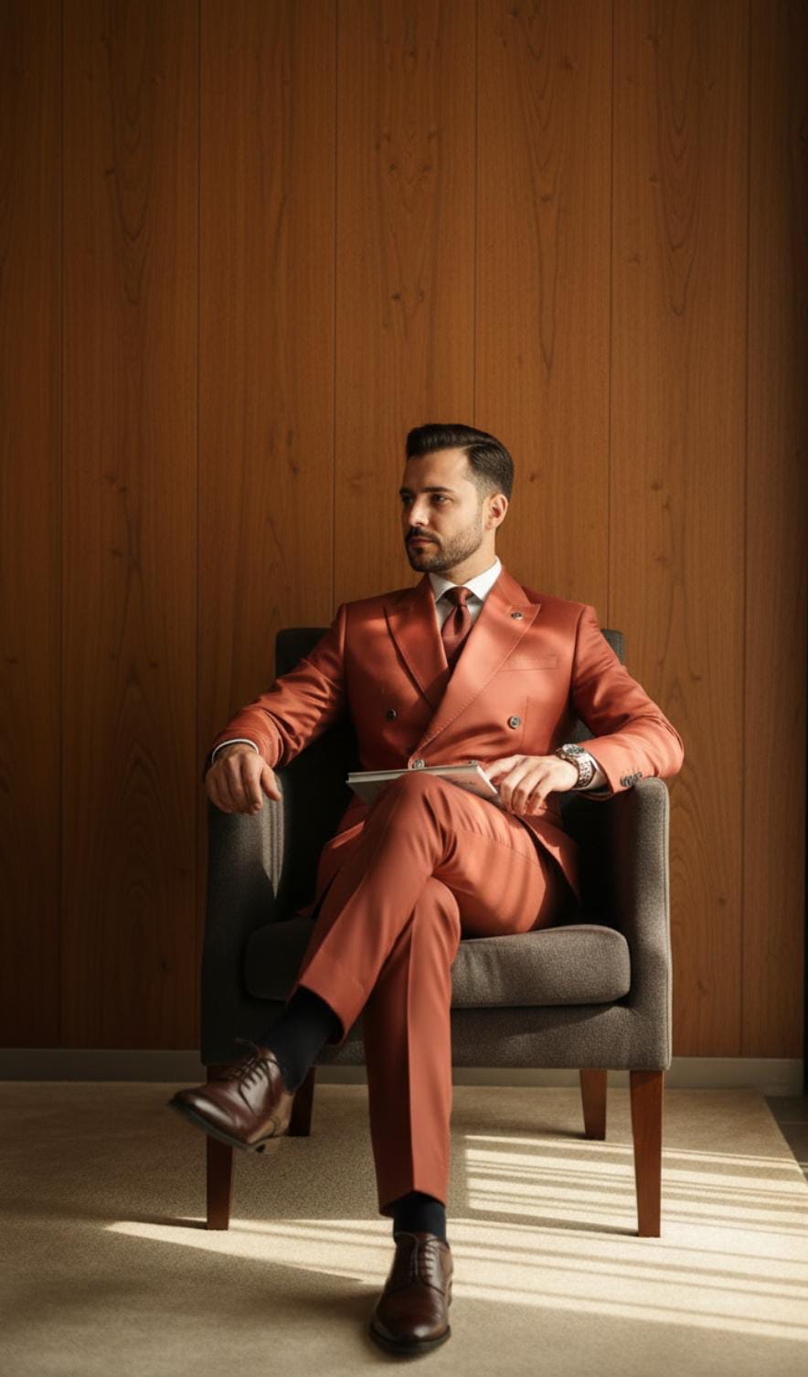 RUST TONE DOUBLE-BREASTED SUIT