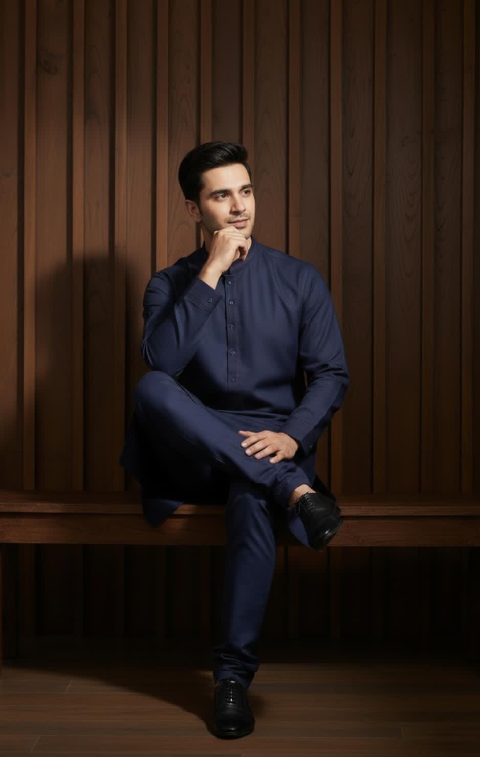 NAVY BLUE DESIGN KAMEEZ SHALWAR