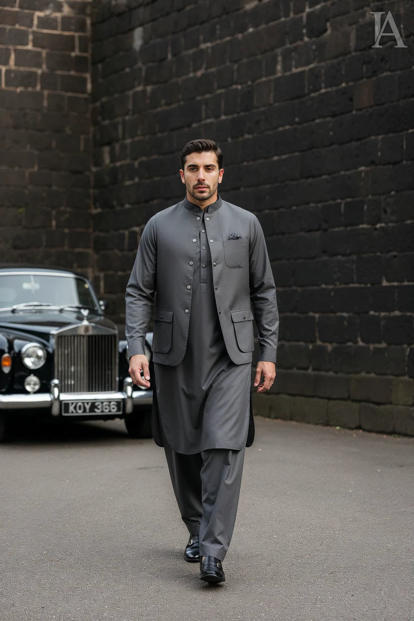 PREMIUM METALLIC GREY WAISTCOAT