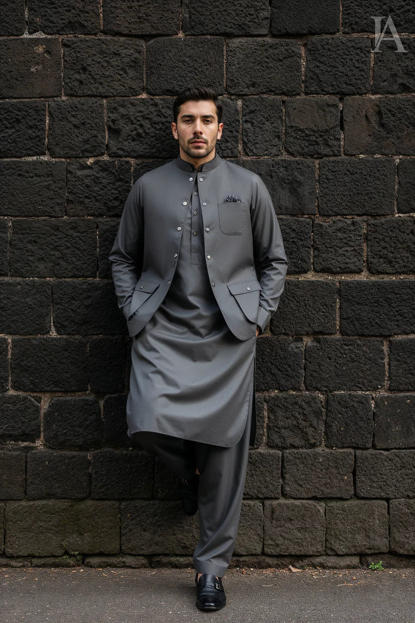 PREMIUM METALLIC GREY WAISTCOAT