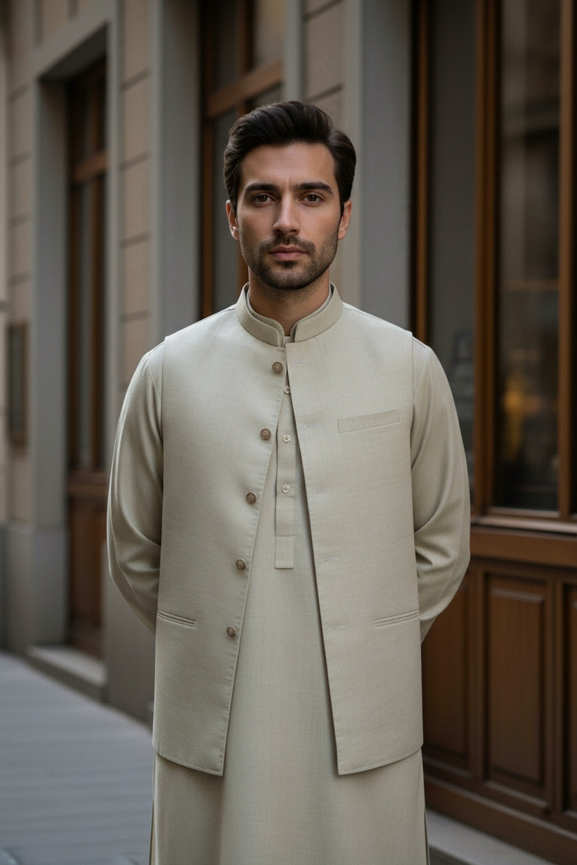 ELEGANT BEIGE WAISTCOAT SUIT