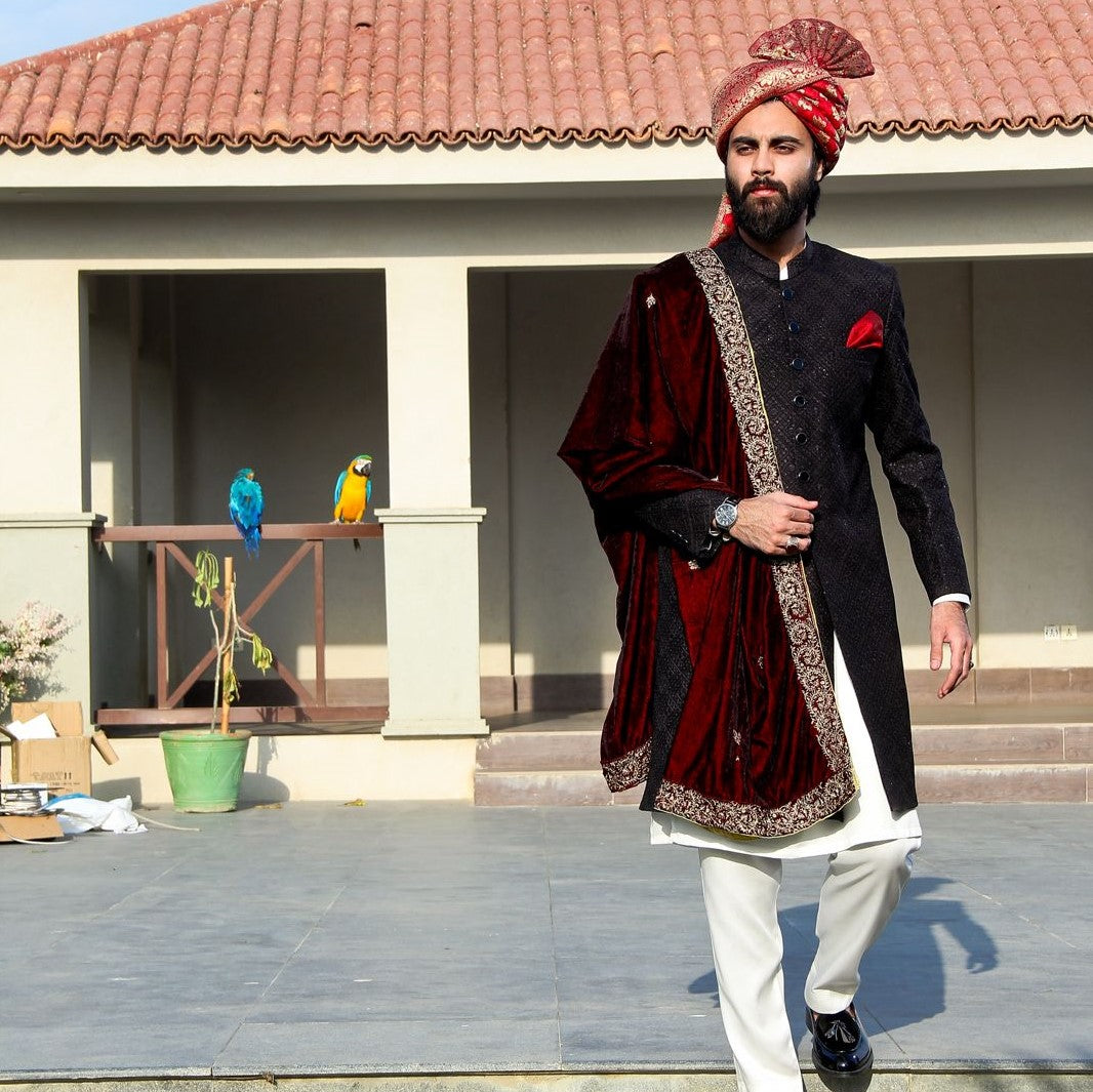 THE ROYAL TOUCH BLACK SHERWANI