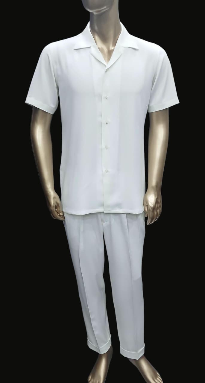 ELEGANT WHITE CUBAN COLLAR SHIRT