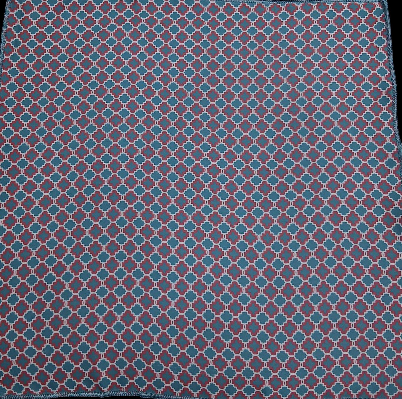 BLUE AND RED GEOMETRIC POCKET SQUARE