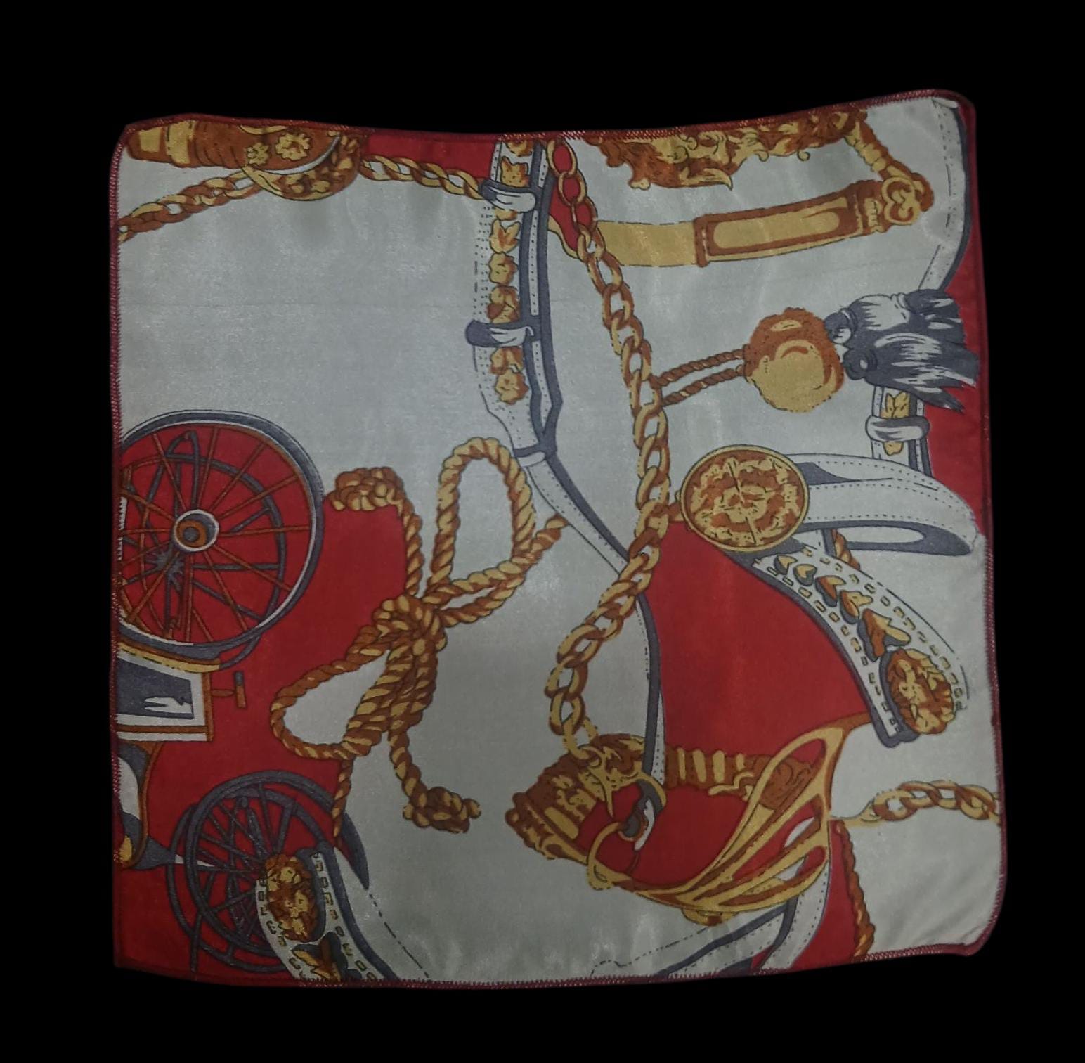 RED CARRIAGE ROPE PRINT POCKET SQUARE