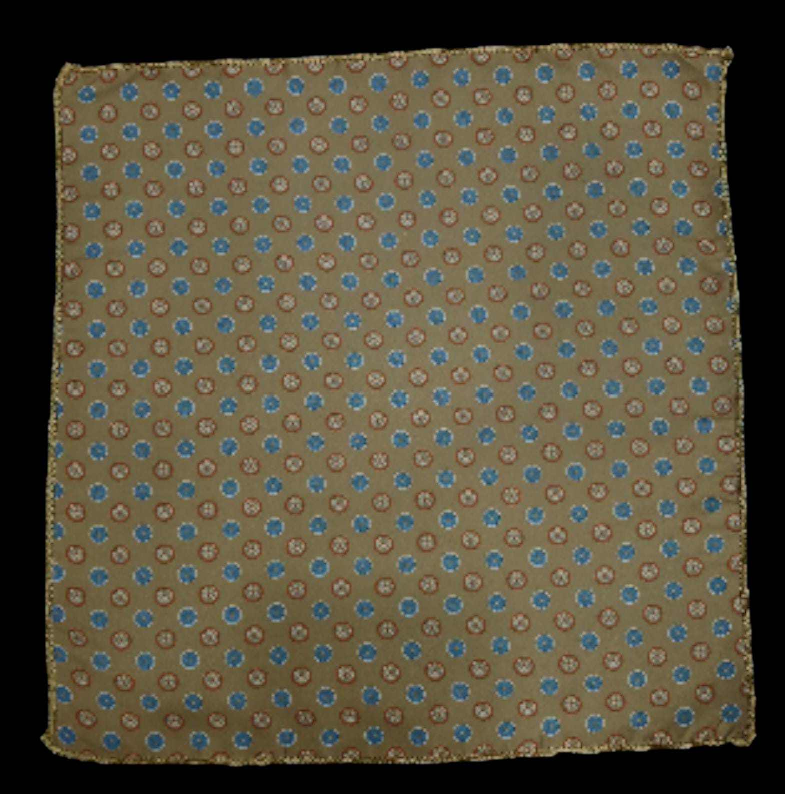 KHAKI BLUE MINI FLORAL POCKET SQUARE