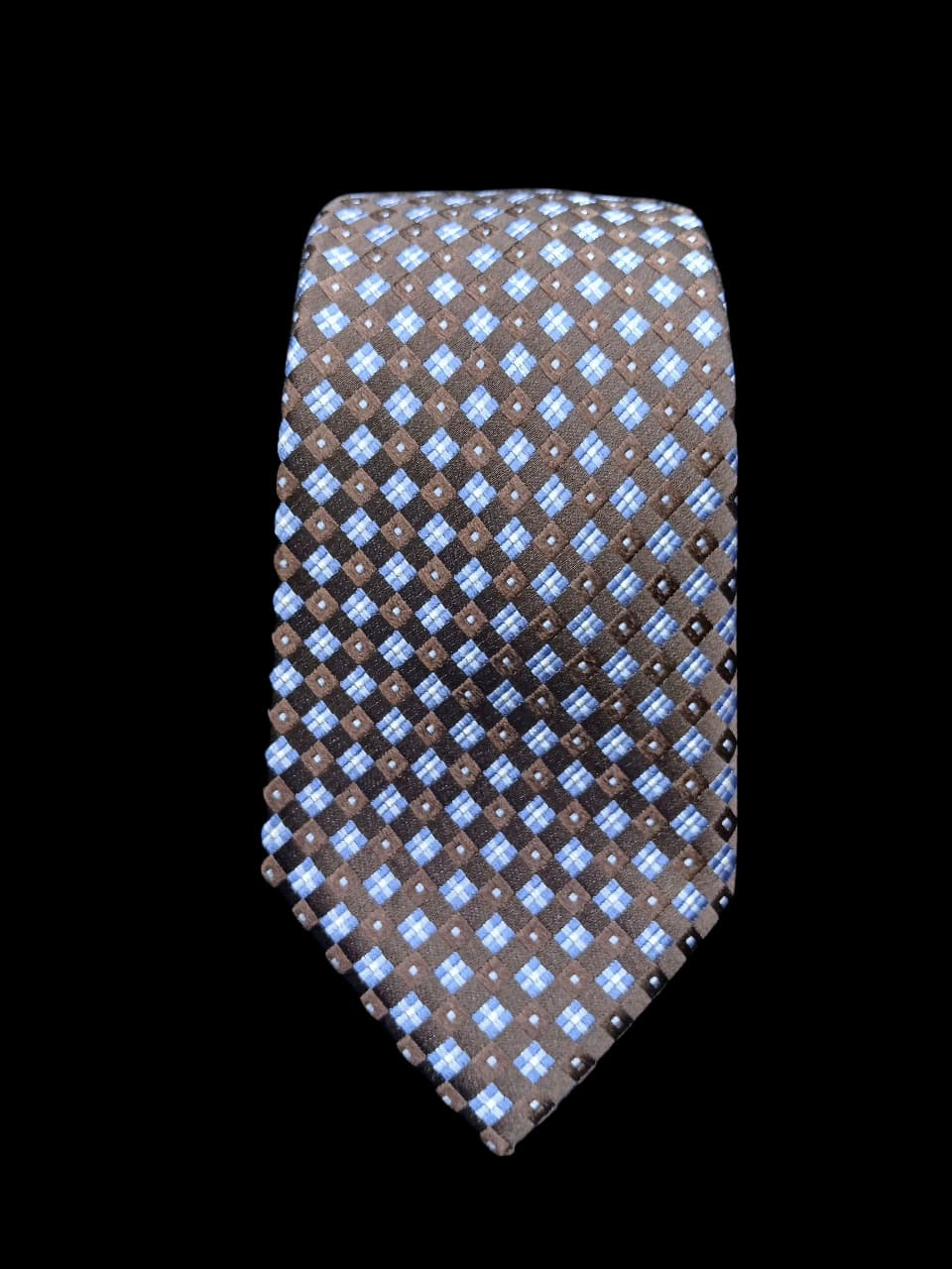 MOCHA BLUE CHECK TIE