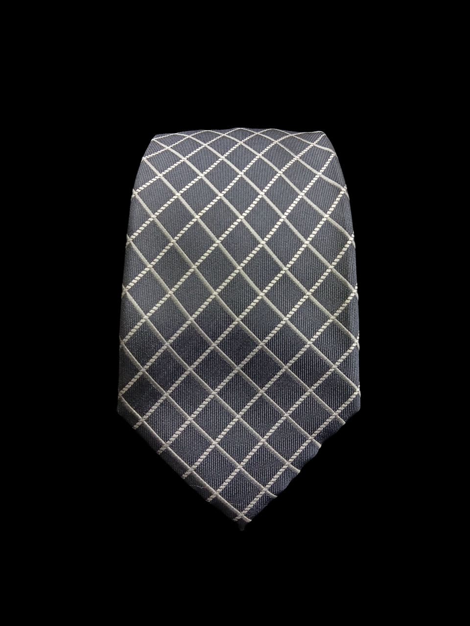 SLATE WINDOWPANE SILK TIE