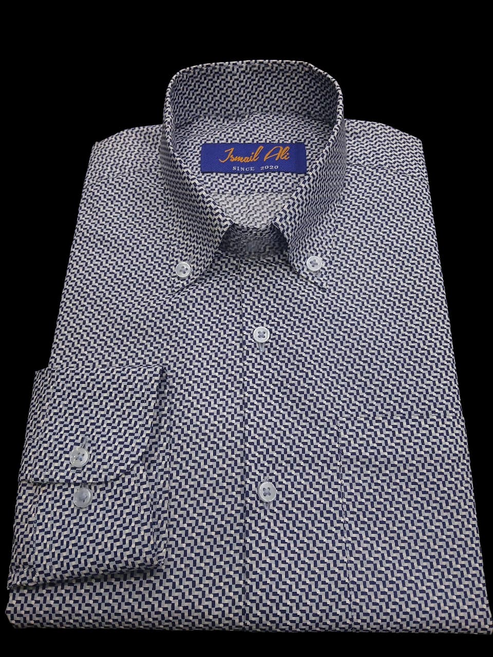 NAVY MICRO GEO TEXTURE SHIRT
