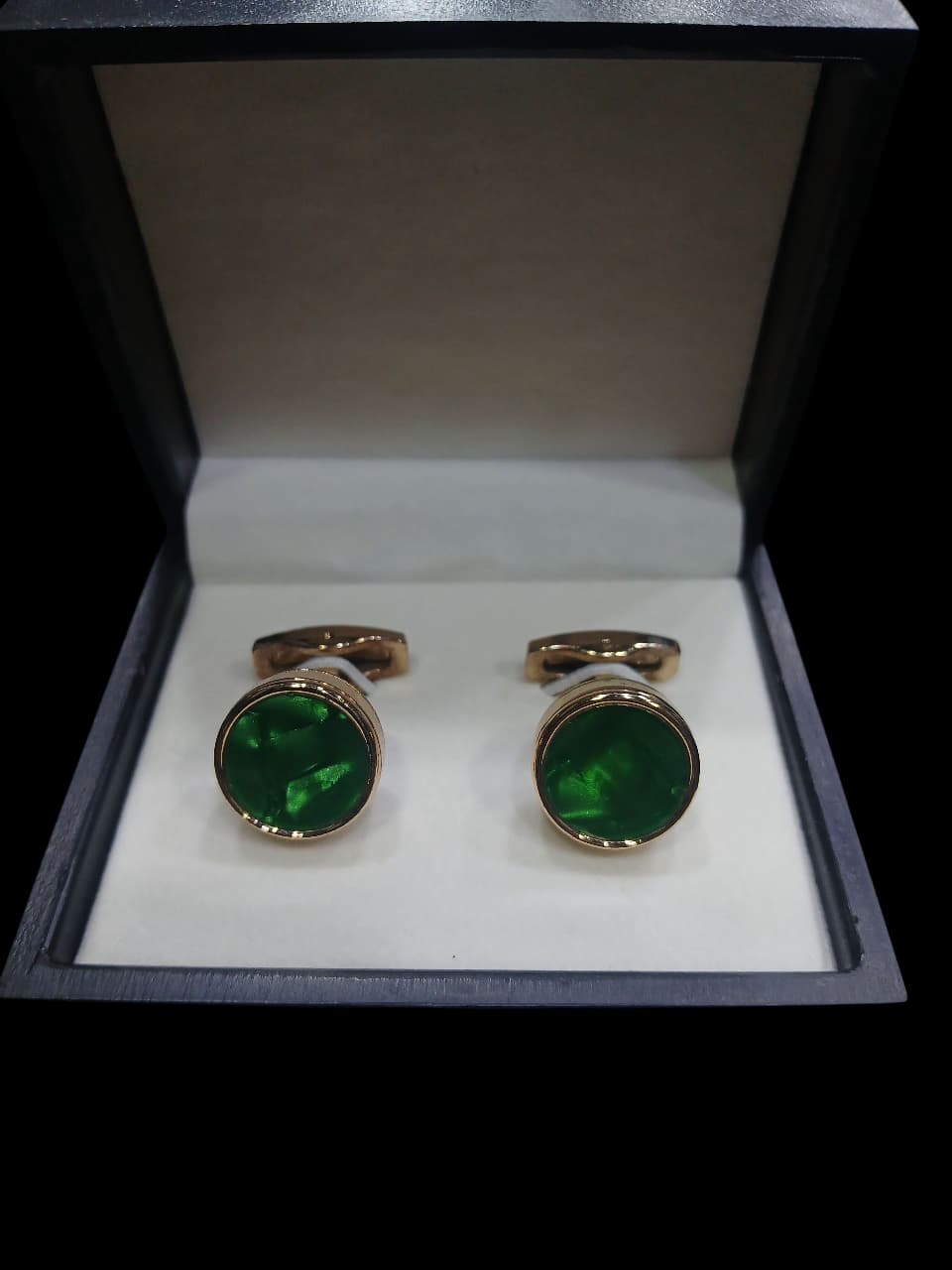 EMERALD GLEAM ROUND CUFFLINKS