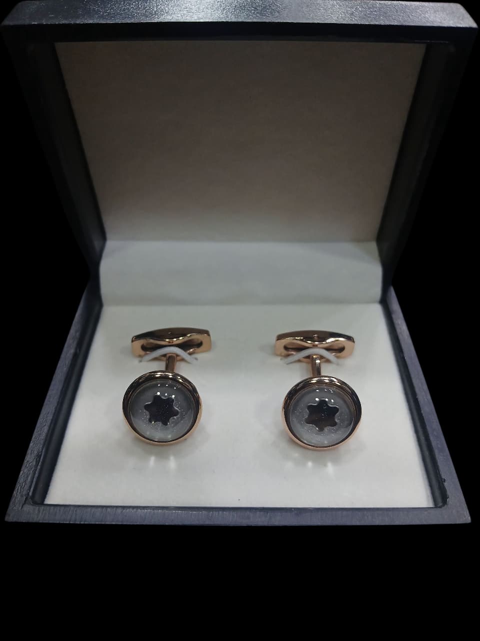 GOLD STAR GREY CUFFLINKS