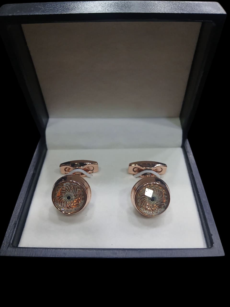 ROSE GOLD AMBER SWIRL CUFFLINKS