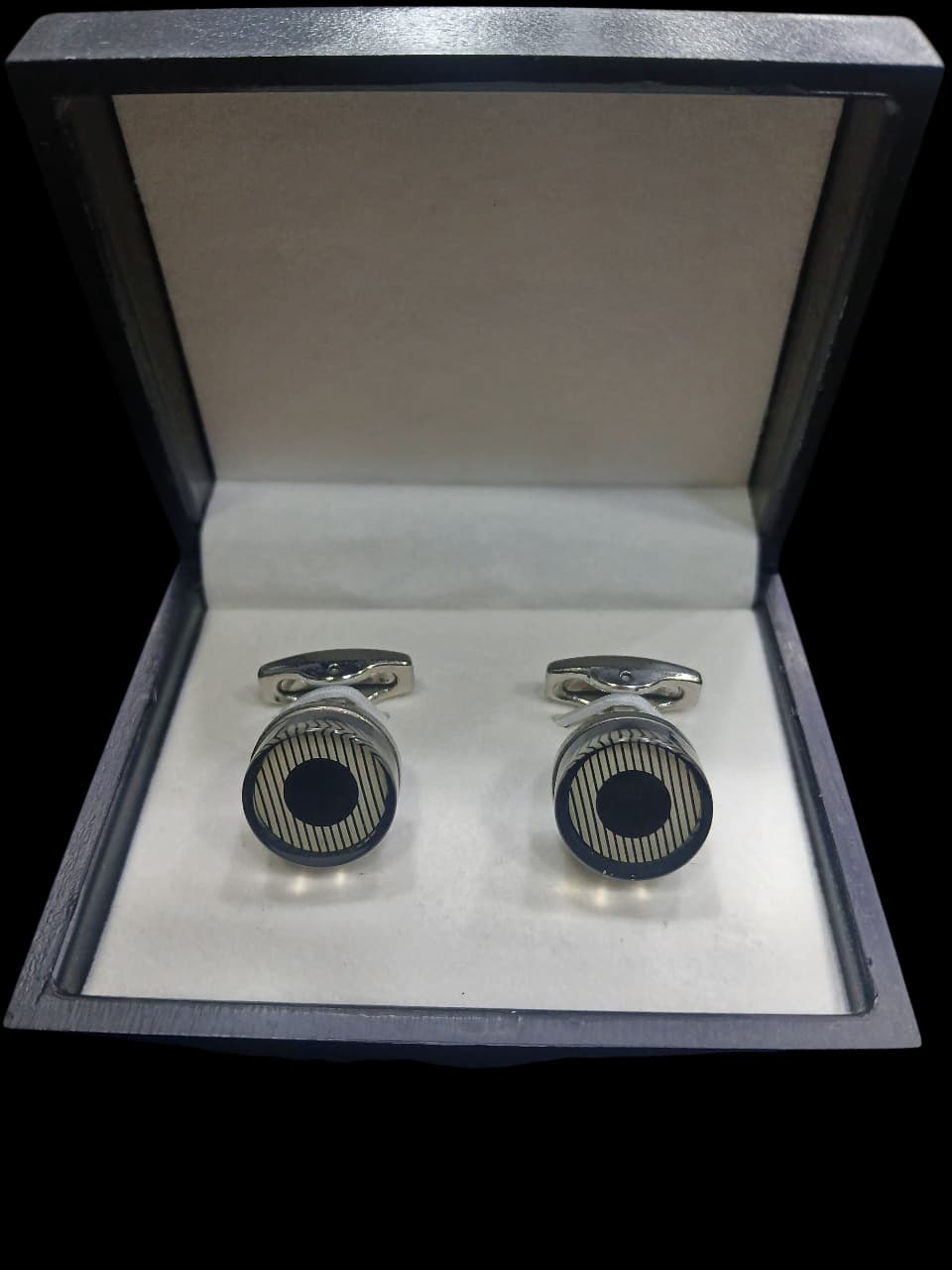 SILVER STRIPE RING CUFFLINKS