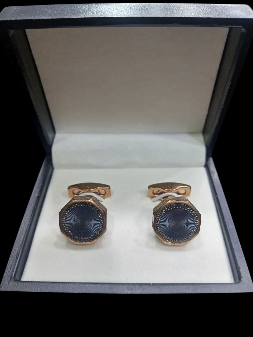 GOLD BLUE SUNBURST CUFFLINKS