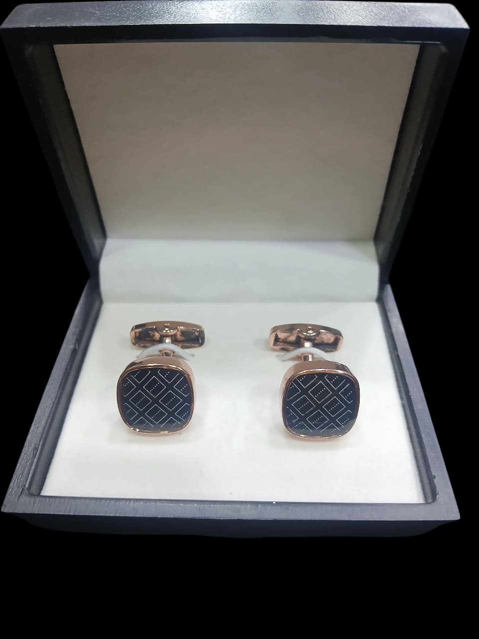 GOLD BLACK GRID CUFFLINKS