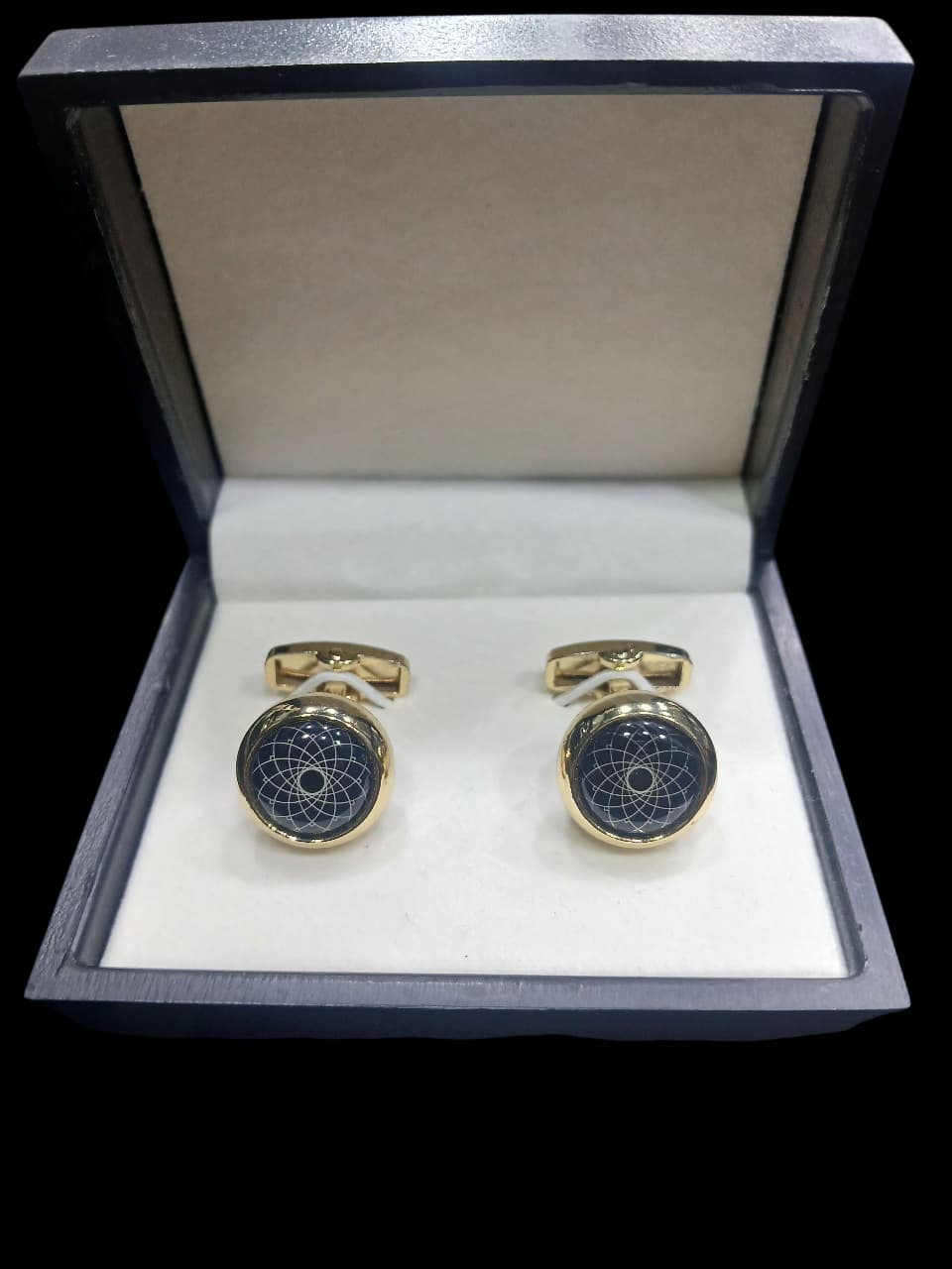 GOLD BLACK WEB CUFFLINKS