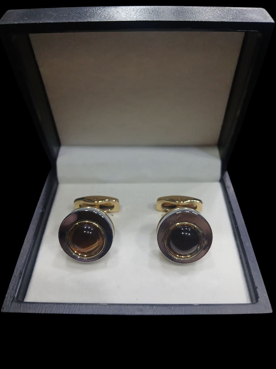 GOLD BROWN RING CUFFLINKS