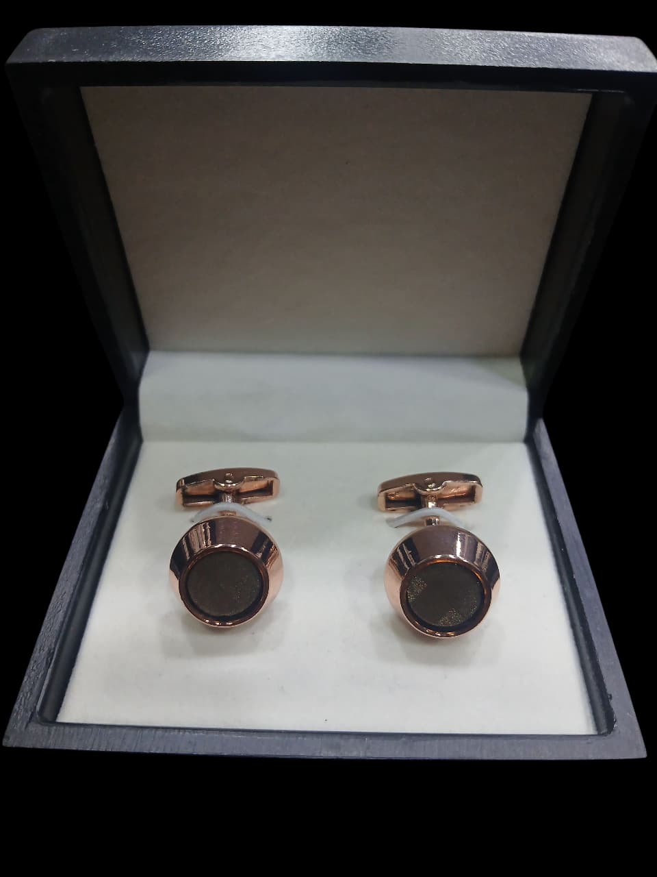 GOLD DARK DOME CUFFLINKS