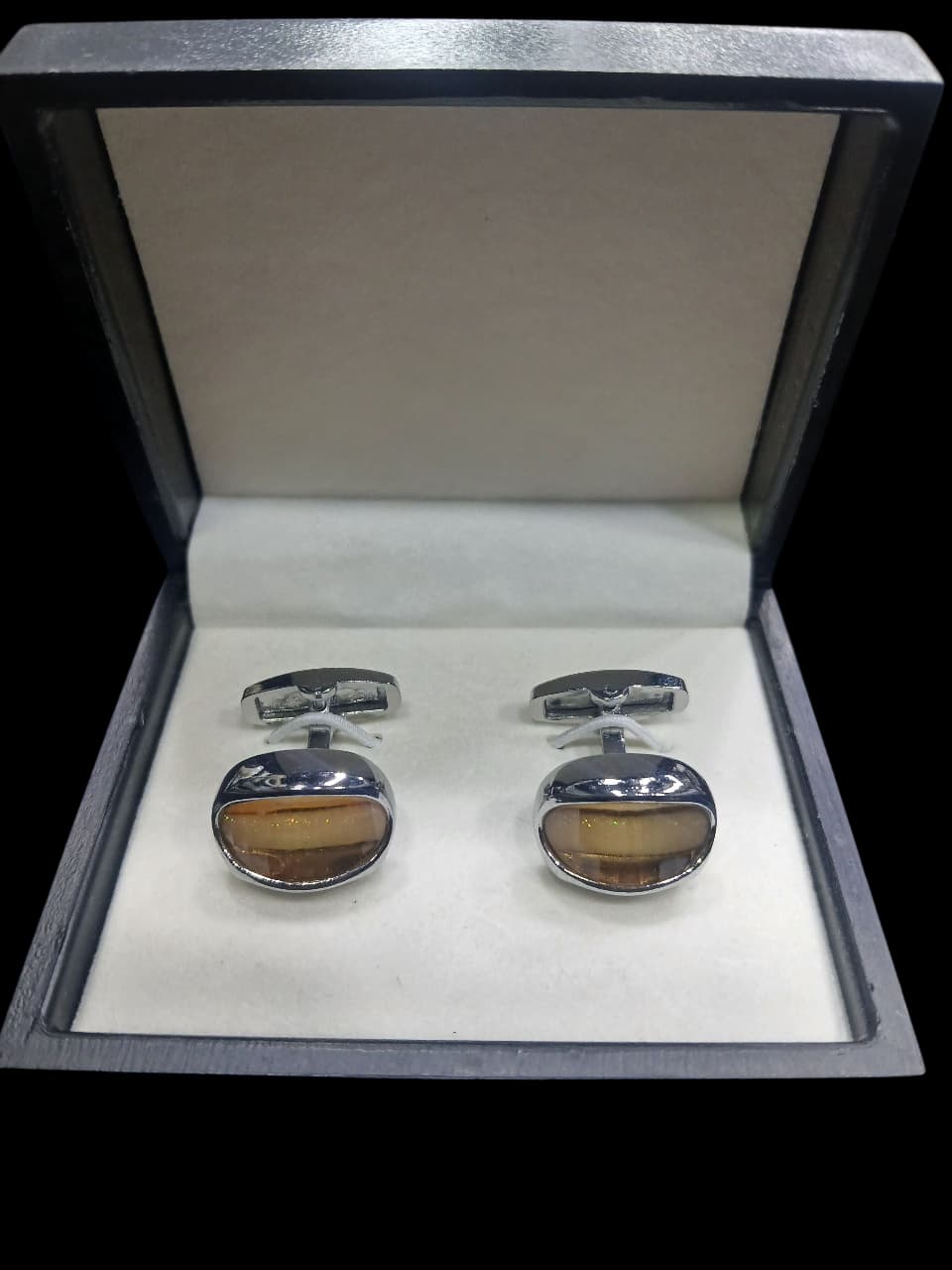 GOLDEN BROWN STONE CUFFLINKS