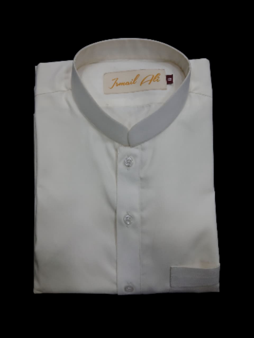 IVORY SMOOTH BAND COLLAR PLAIN KAMEEZ SHALWAR