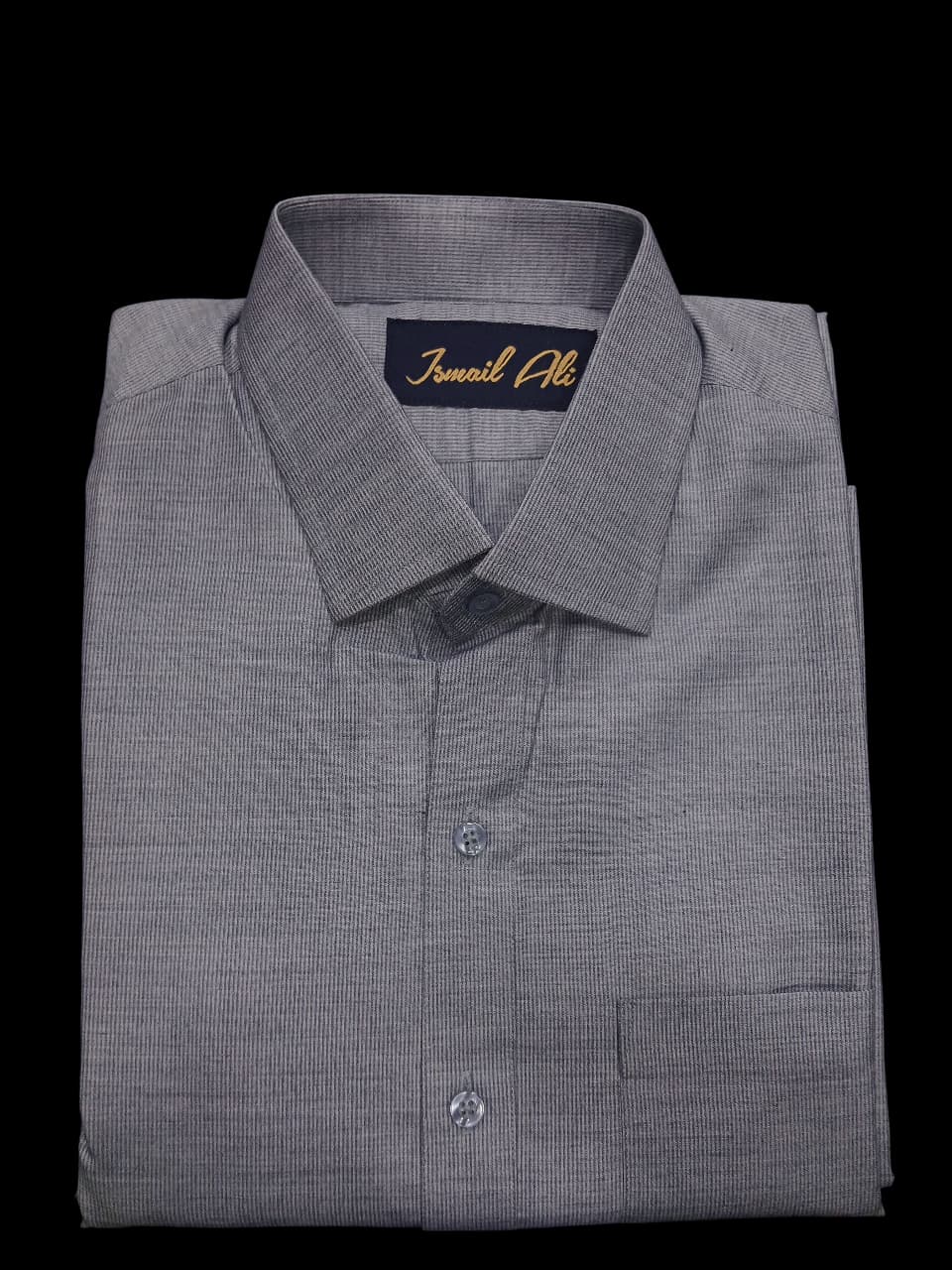 STEEL GREY TEXTURED CLASSIC COLLAR PLAIN KAMEEZ SHALWAR