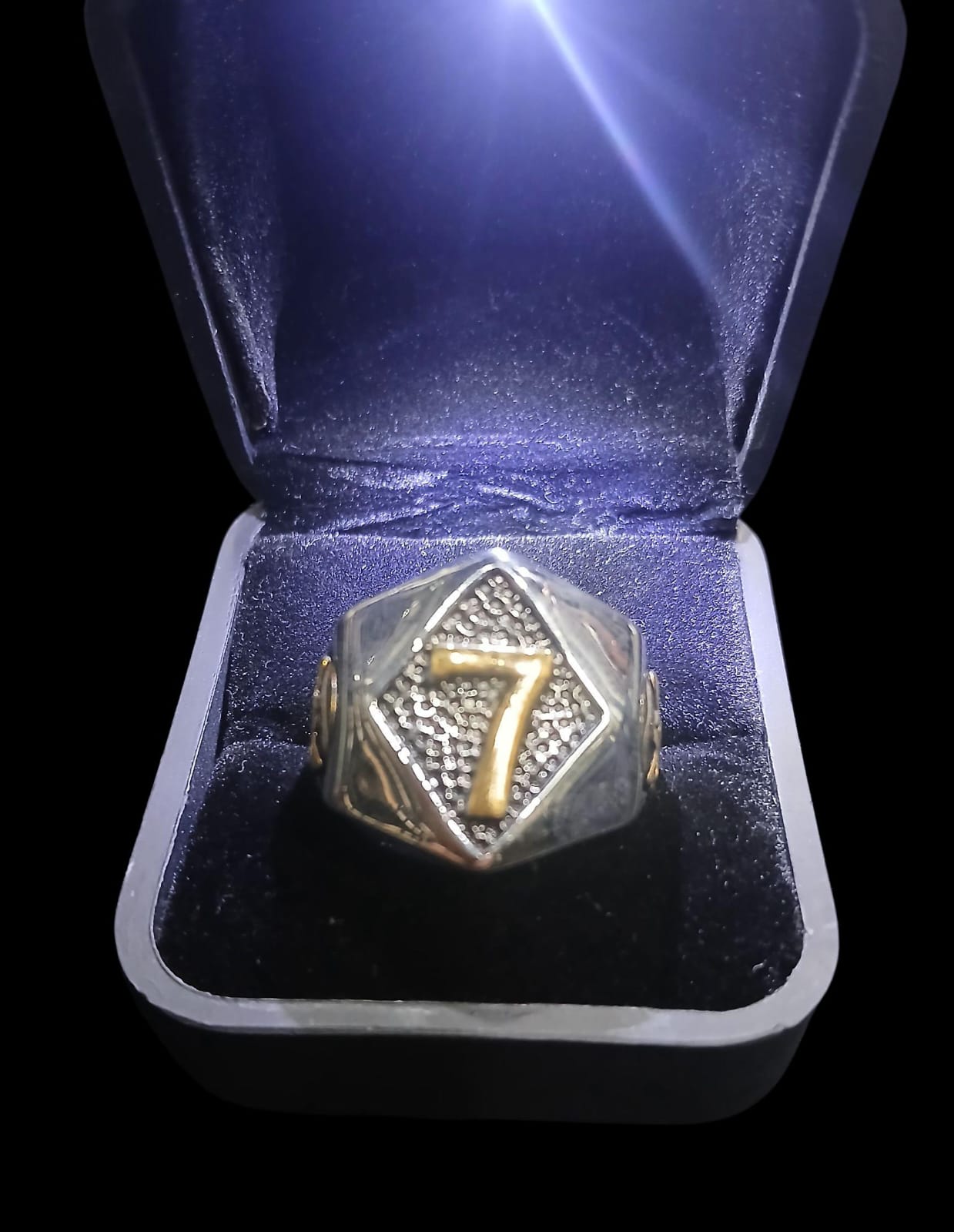 SILVER AND GOLD LUCKY 7 SIGNET RING