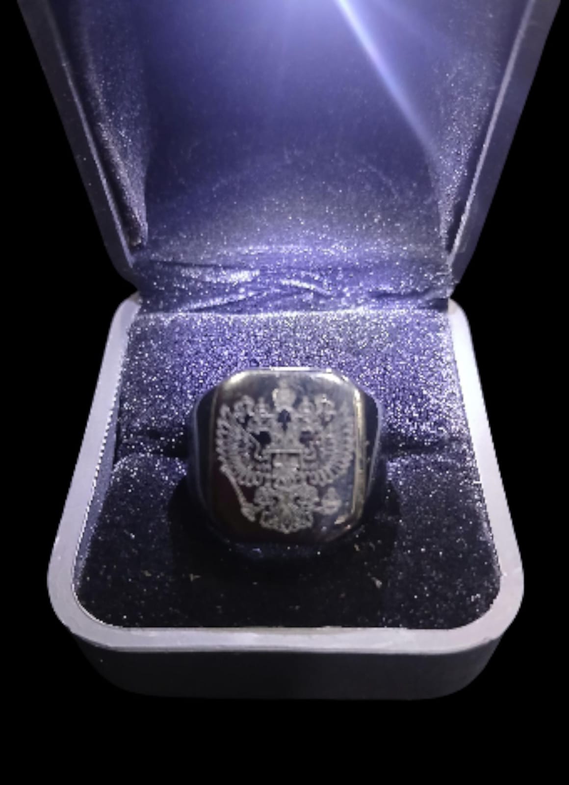 BLACK STEEL ROYAL CREST SIGNET RING