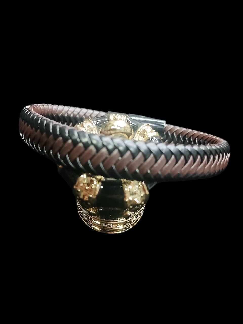 DUAL TONE BRAIDED LEATHER HAND BAND