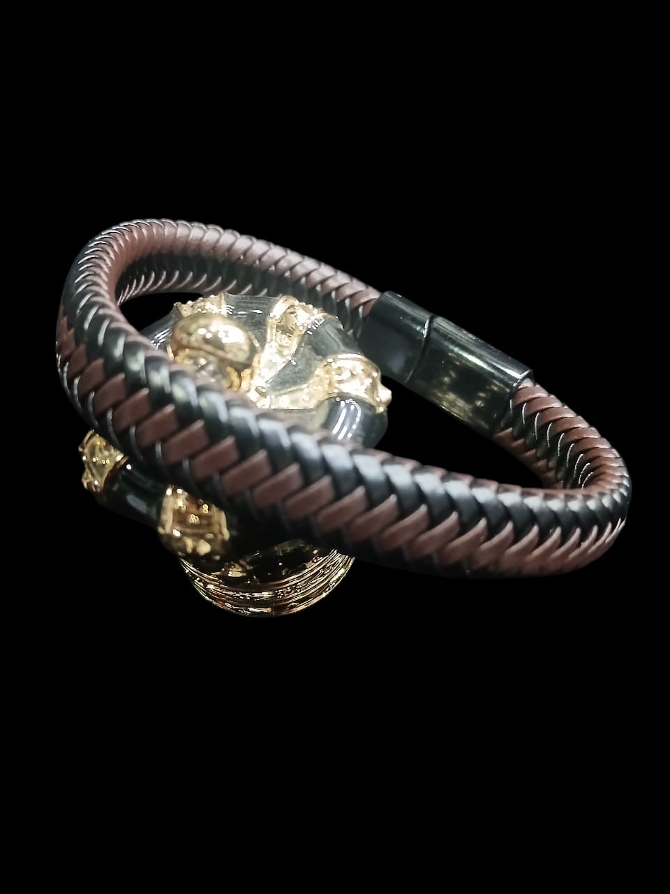 DUAL TONE BRAIDED LEATHER HAND BAND