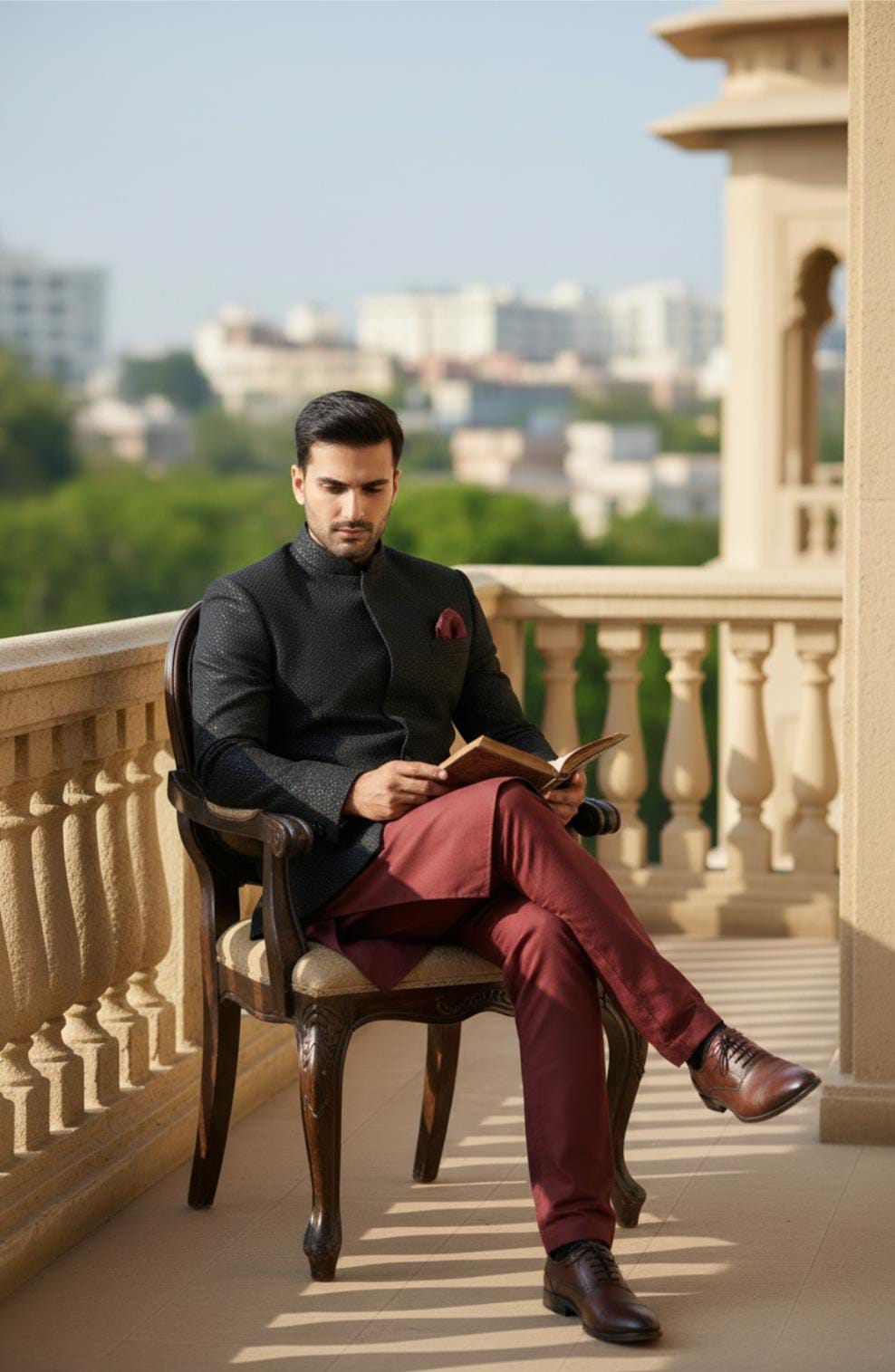 REGAL DIAMOND CUT TEXTURED BLACK PRINCECOAT