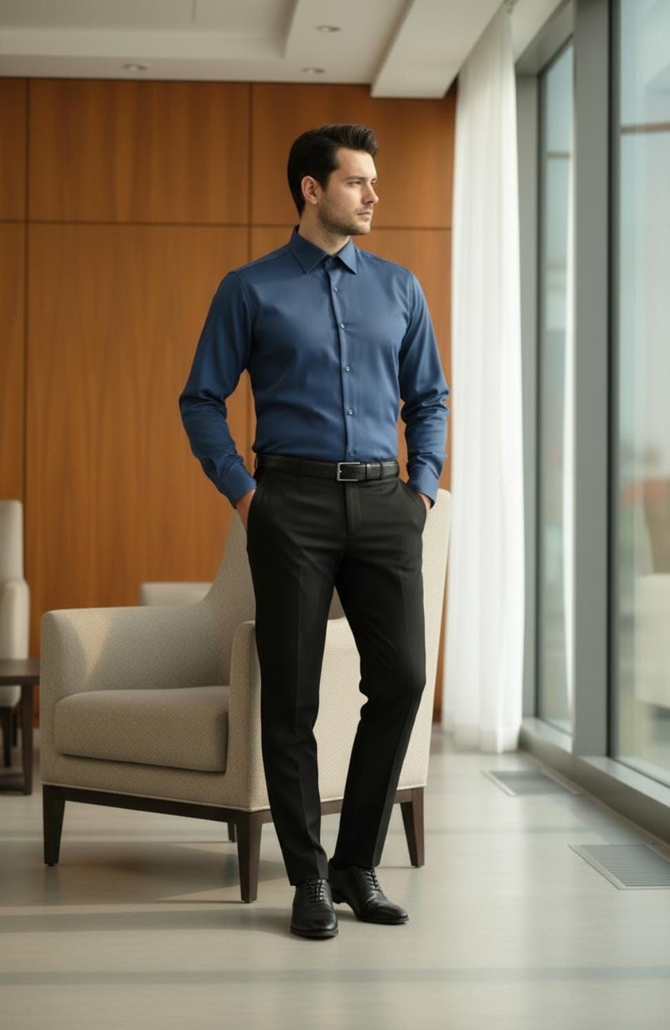 SLATE BLUE EXECUTIVE DRESS SHIRT