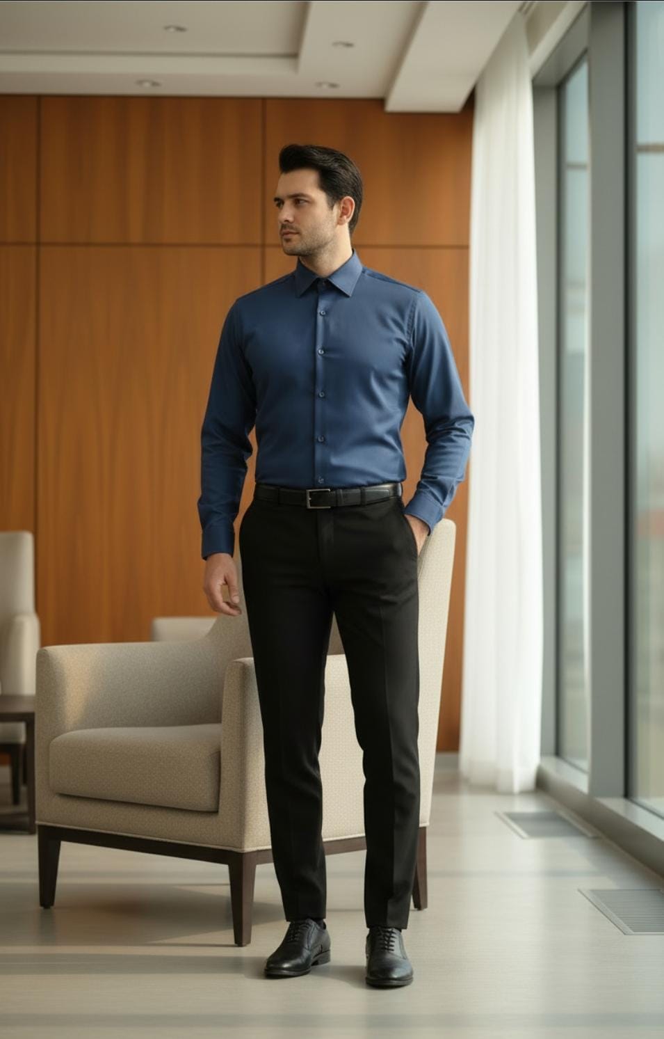 SLATE BLUE EXECUTIVE DRESS SHIRT