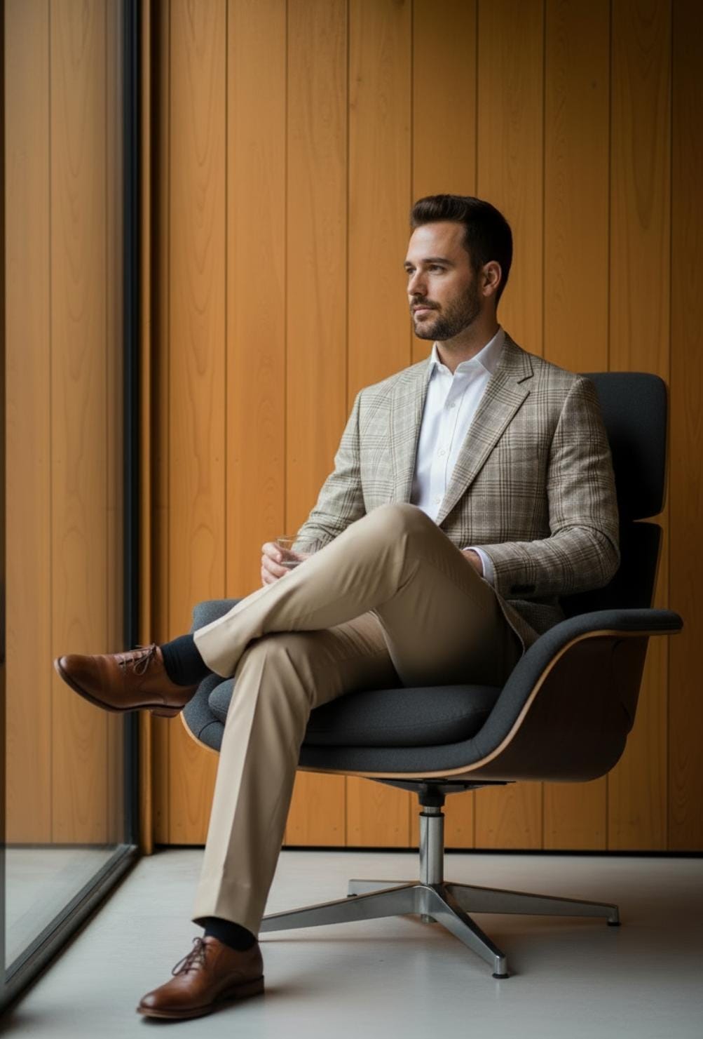 SANDSTONE CHECK TEXTURED BLAZER