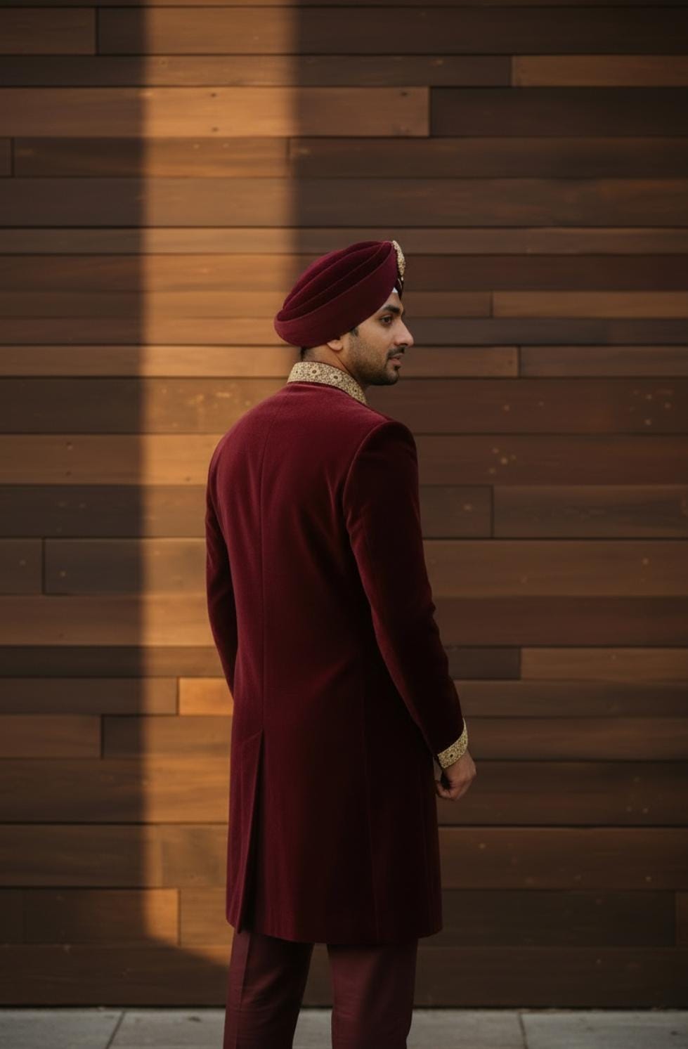 REGAL MAROON VELVET SHERWANI