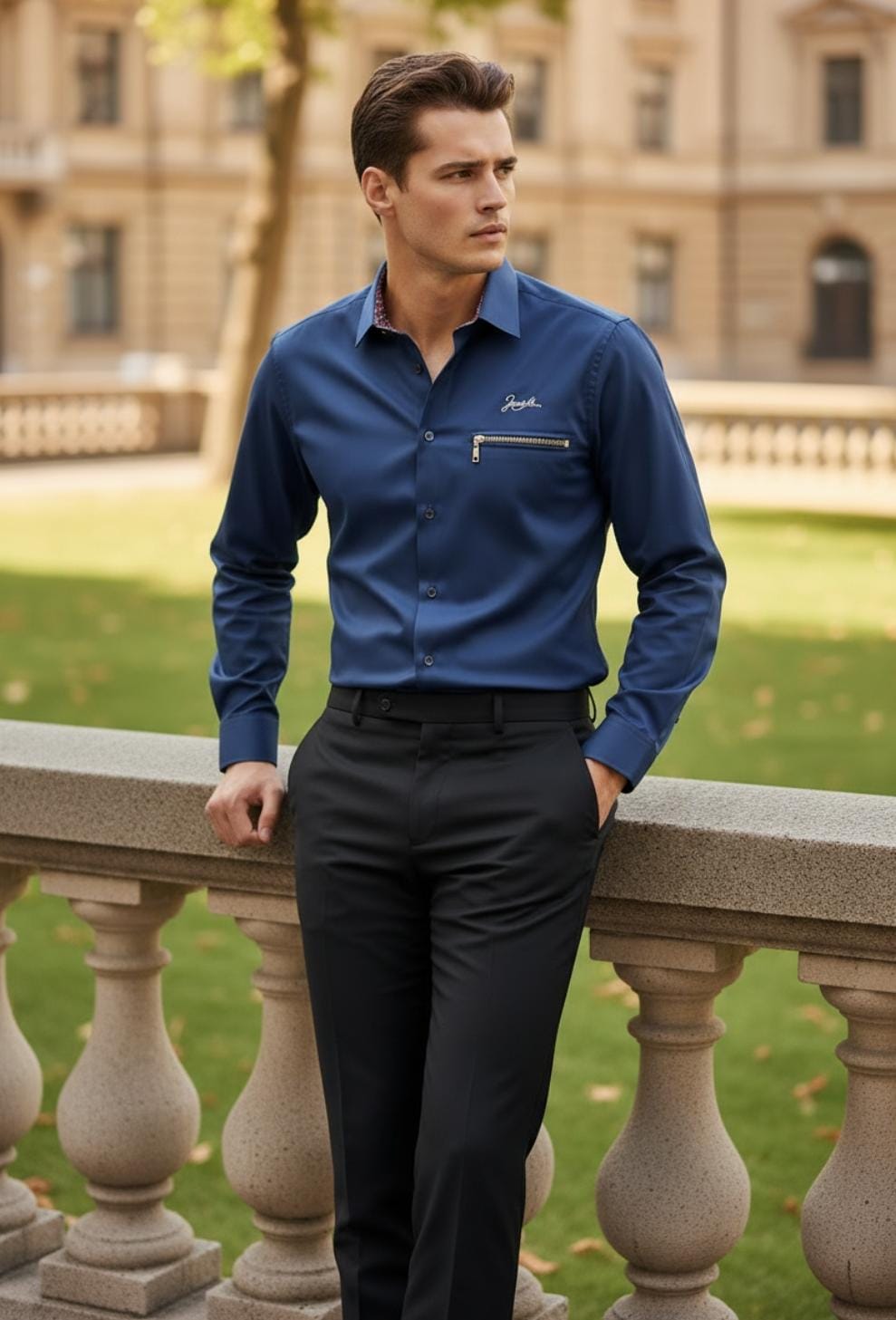 Classic Navy Premium Dress Shirt