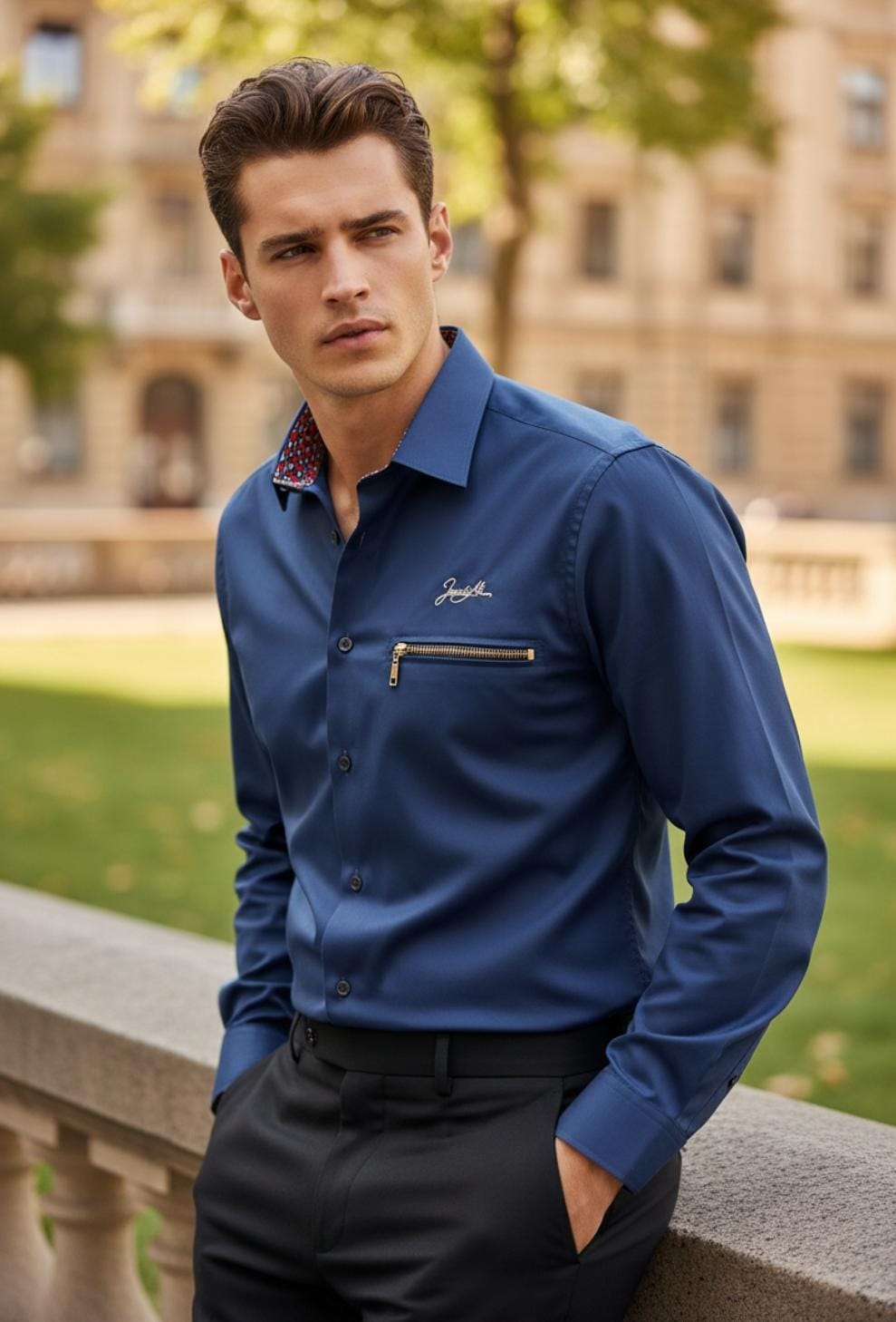 Classic Navy Premium Dress Shirt