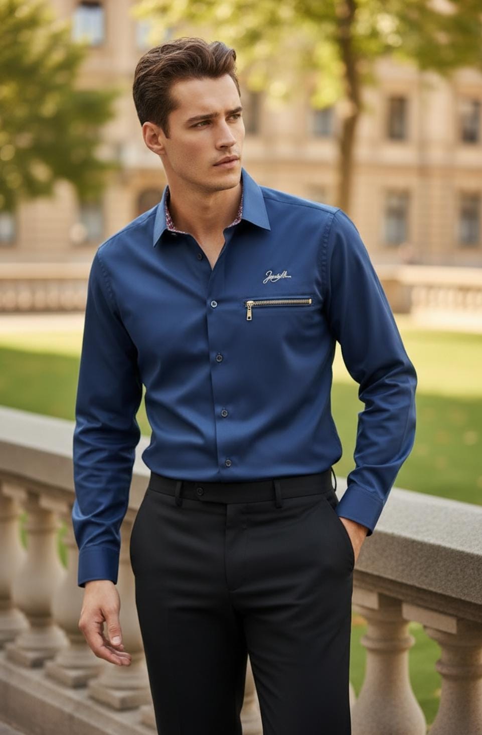 Classic Navy Premium Dress Shirt