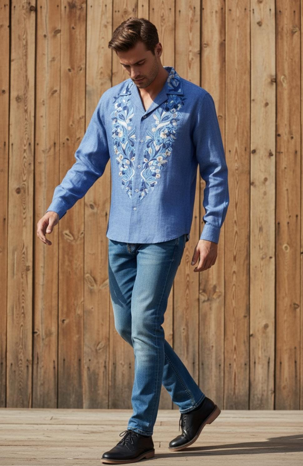 Hand-Embroidered Linen Shirt