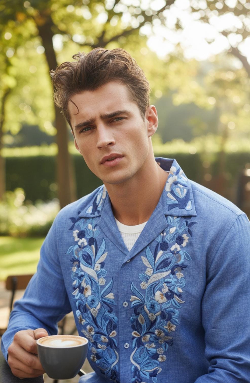 Hand-Embroidered Linen Shirt