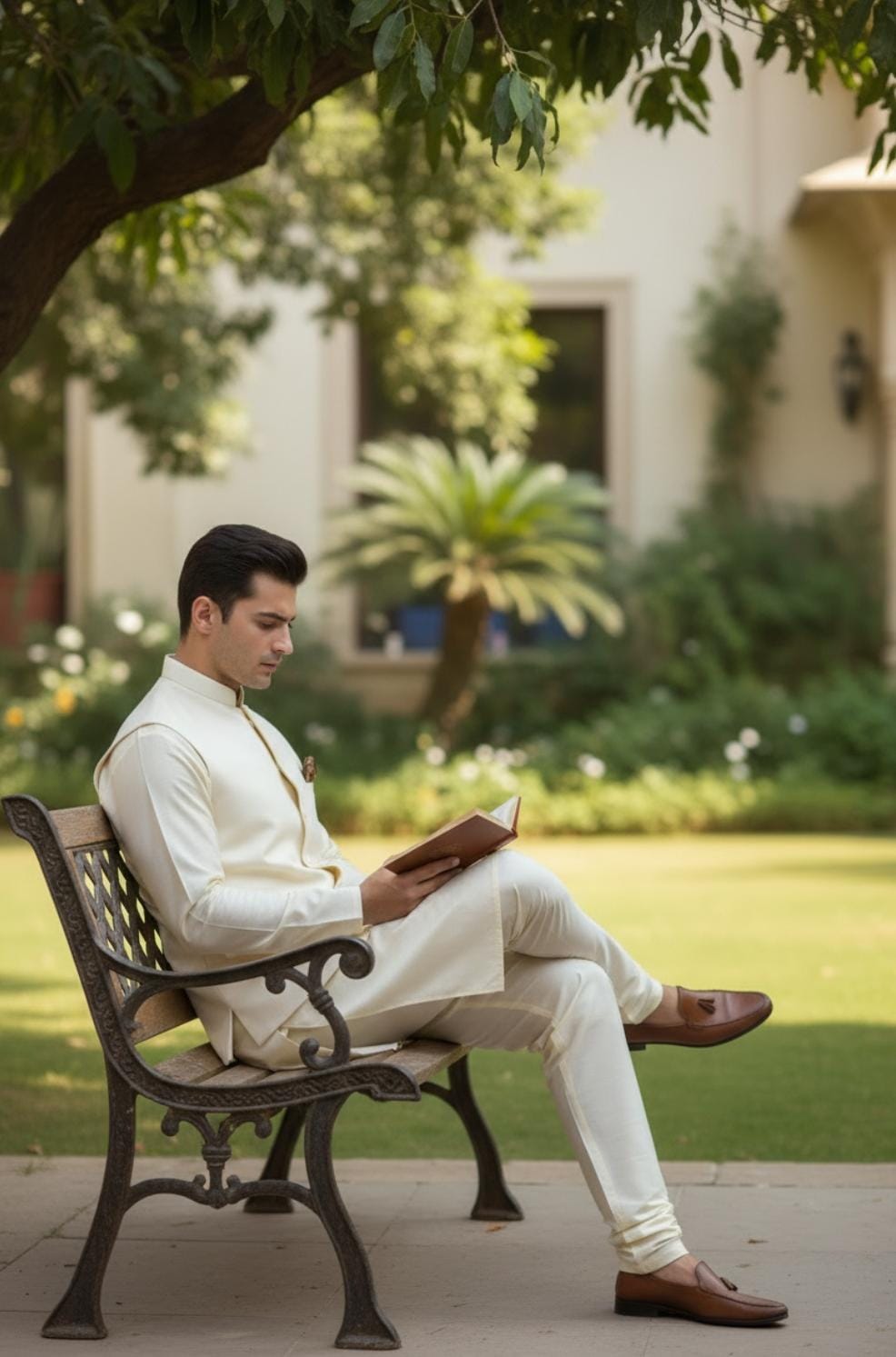 Plain Kurta Pajama With Off White Waistcoat