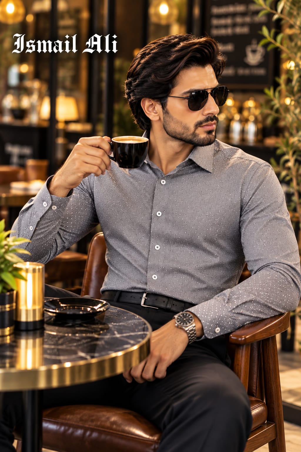 CLASSIC GREY DOTTED PRINT FORMAL SHIRT
