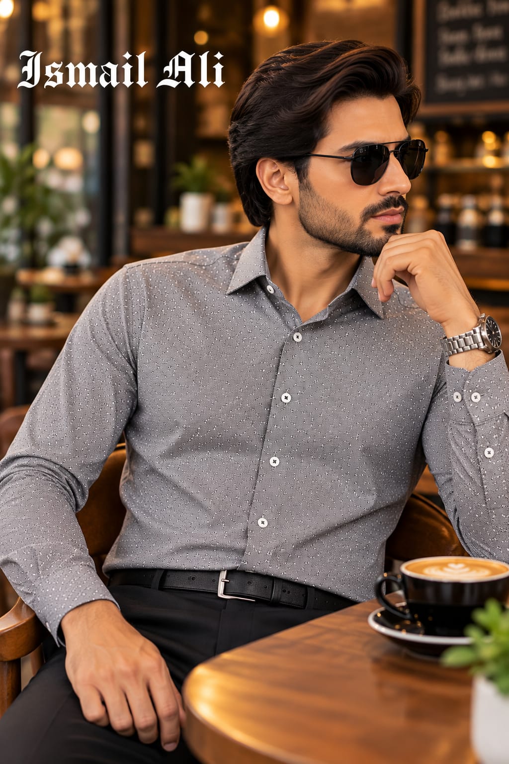 CLASSIC GREY DOTTED PRINT FORMAL SHIRT