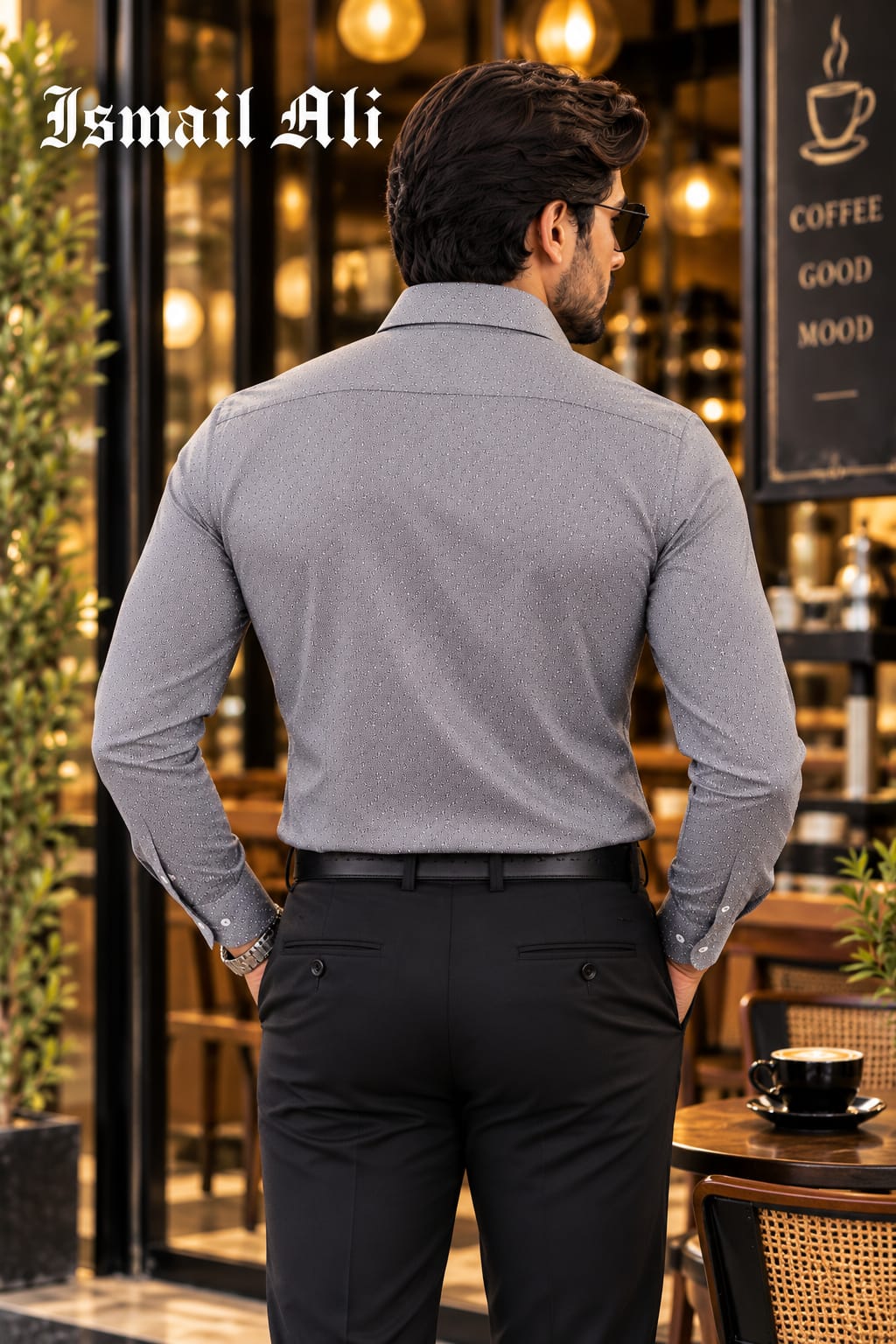 CLASSIC GREY DOTTED PRINT FORMAL SHIRT
