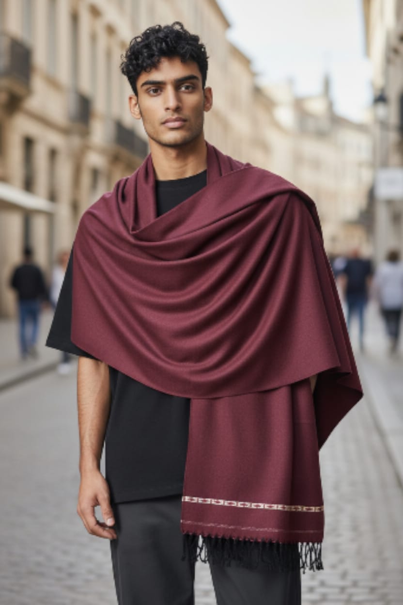 MAROON WOOL SHAWL