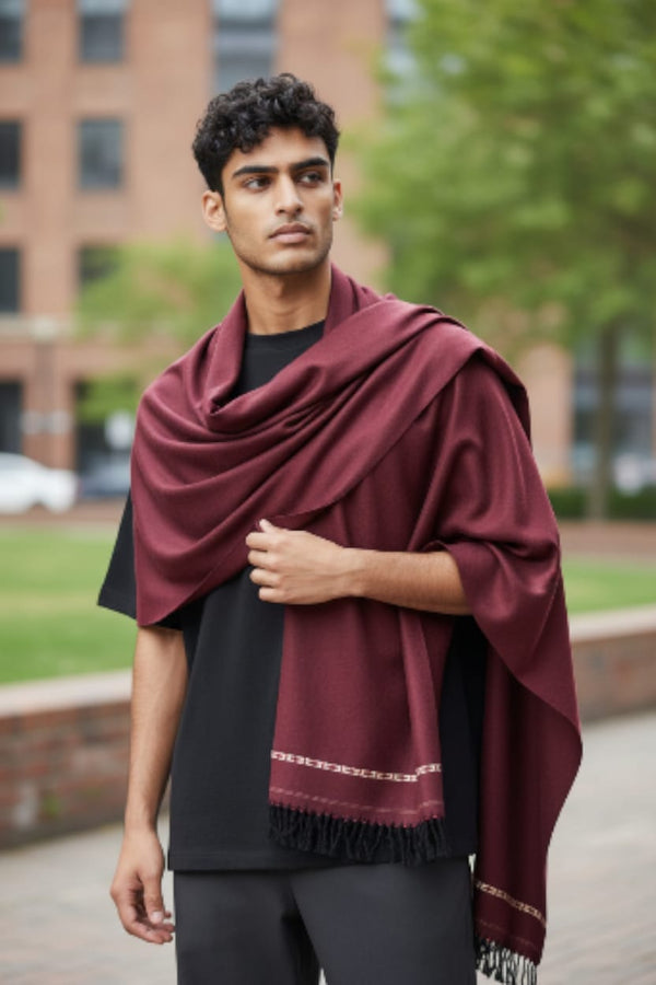 MAROON WOOL SHAWL