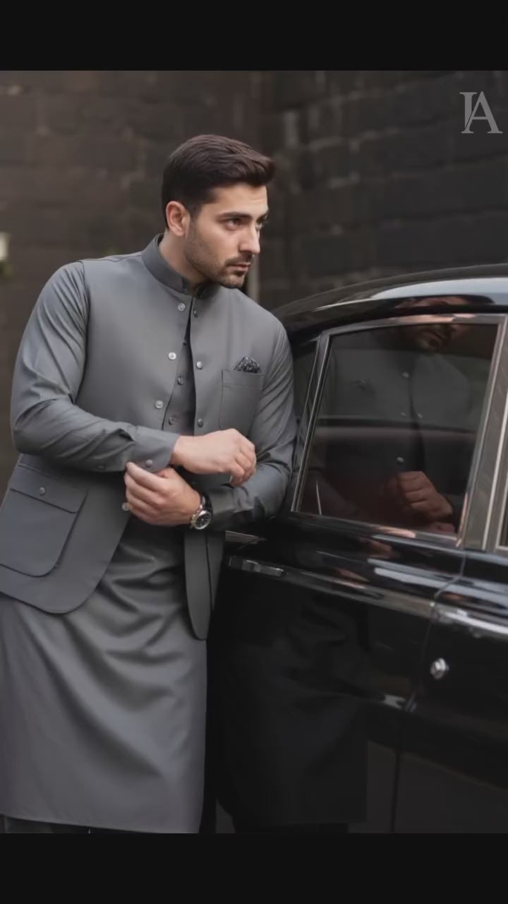 PREMIUM METALLIC GREY WAISTCOAT