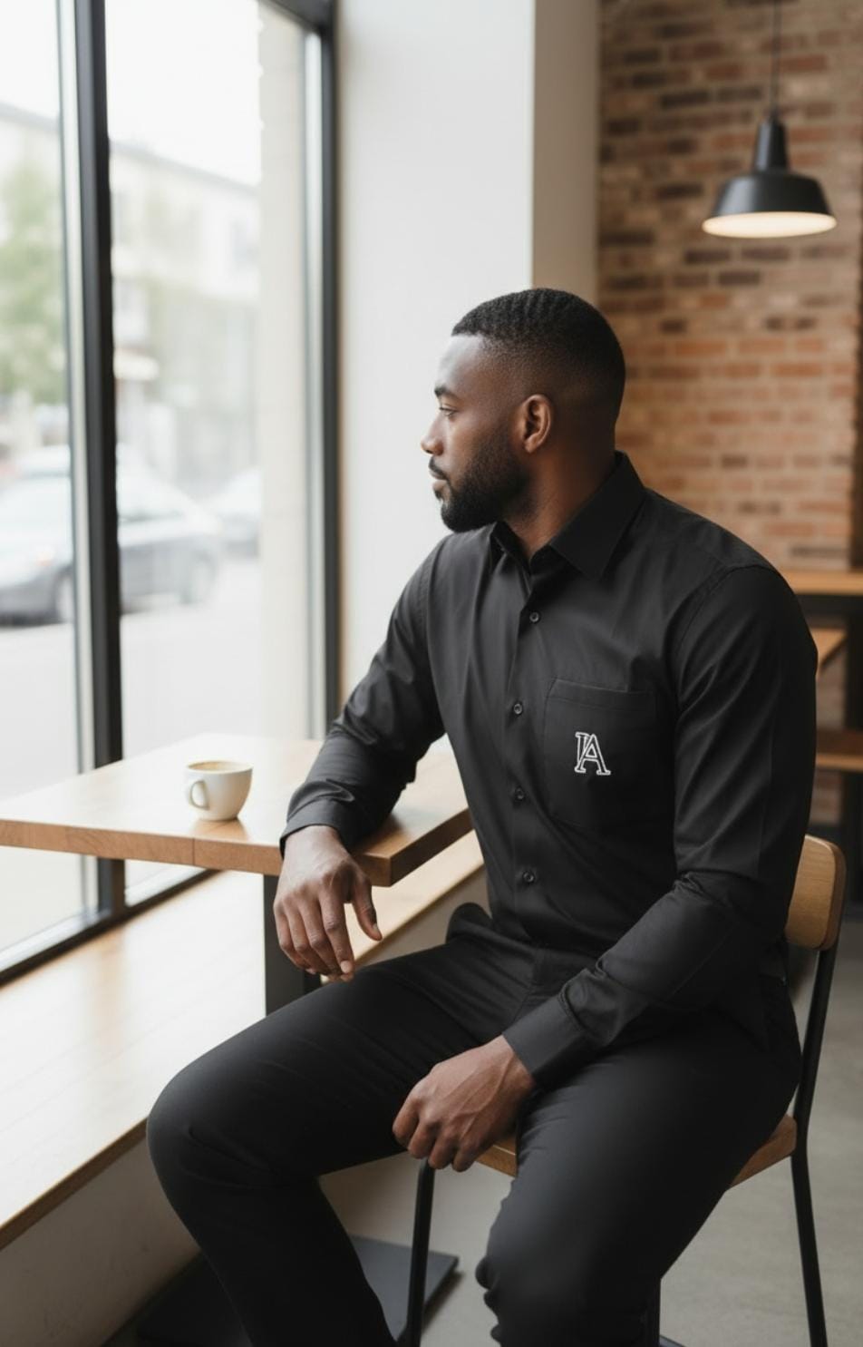 BLACK SHIRT WITH BRAND LOGO