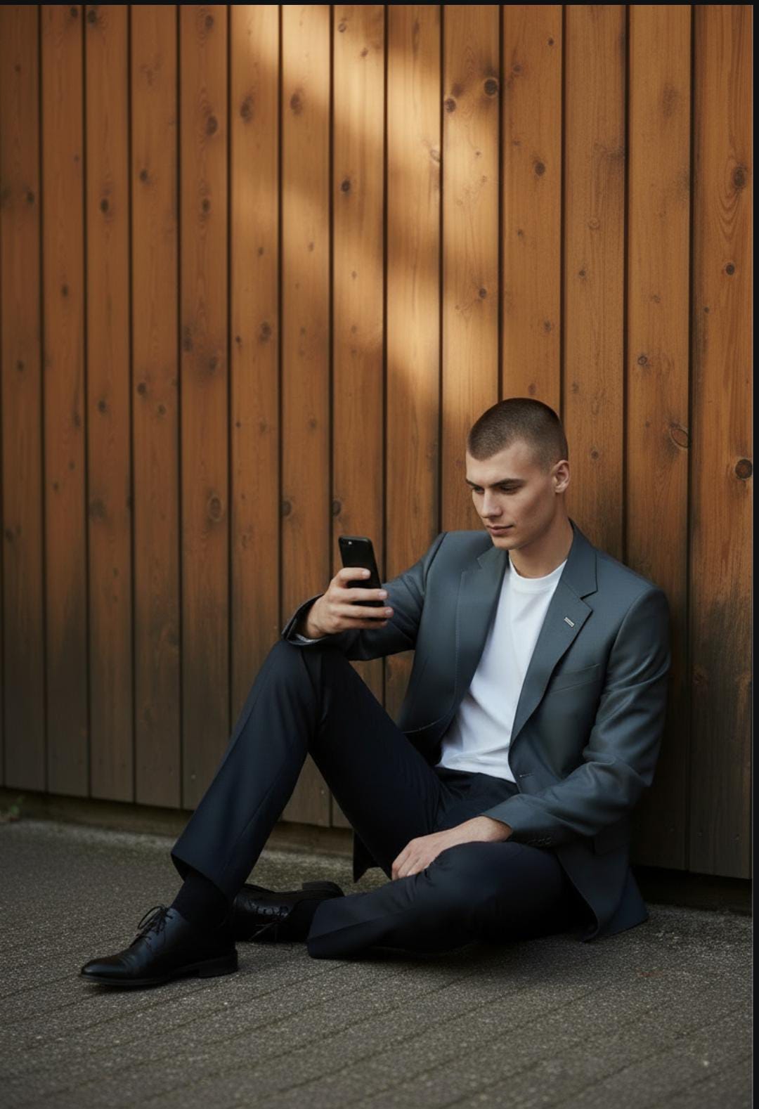 METALLIC GREY SINGLE BREASTED BLAZER