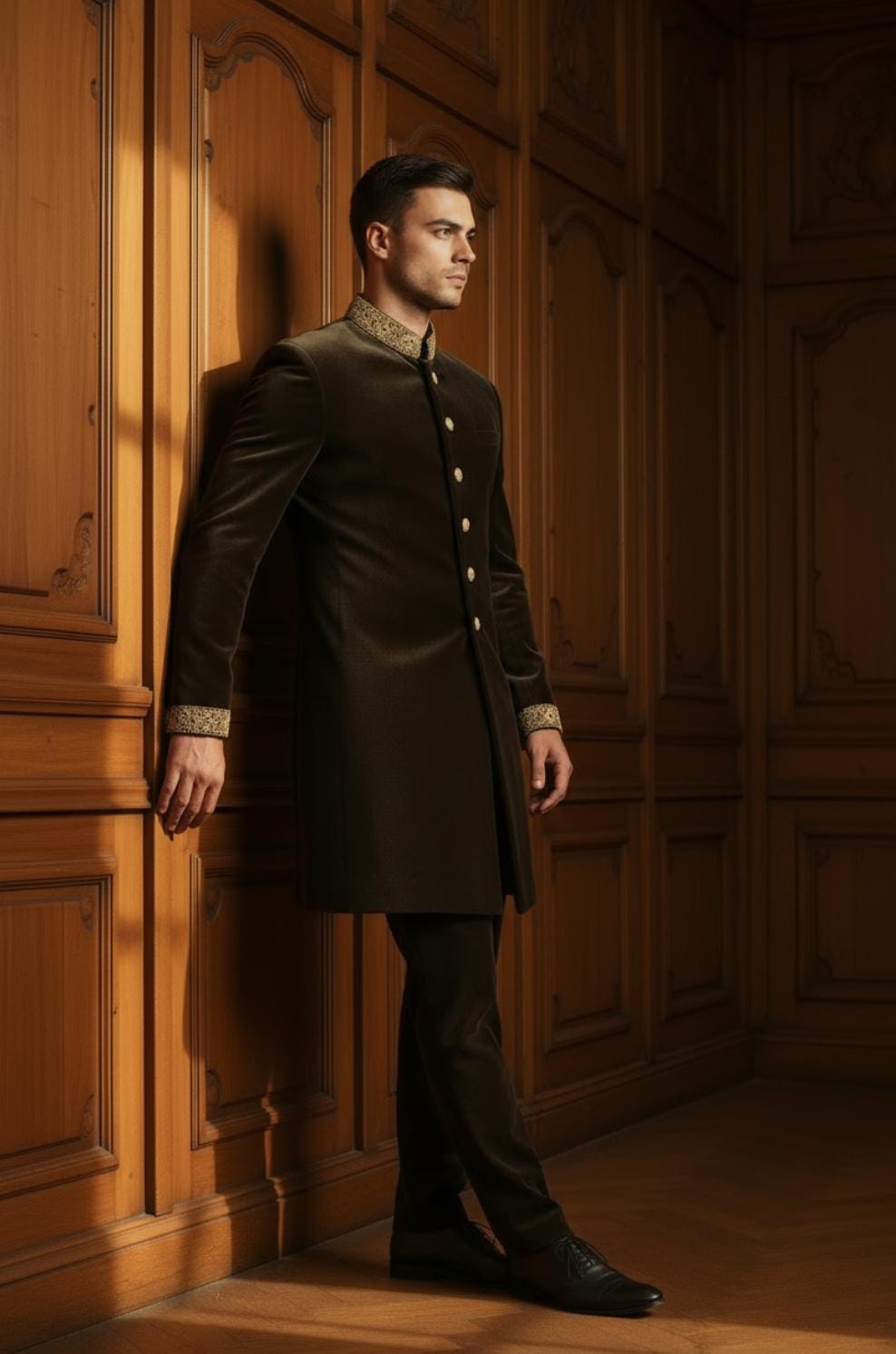 ROYAL BROWN GOLD SHERWANI